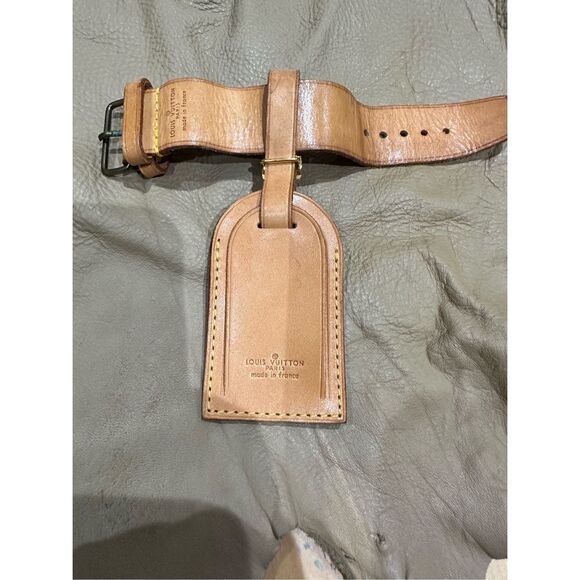 Vintage Louis Vuitton Leather Luggage Tag Powanie Set  Pre- Loved #1 - Picture 1 of 5
